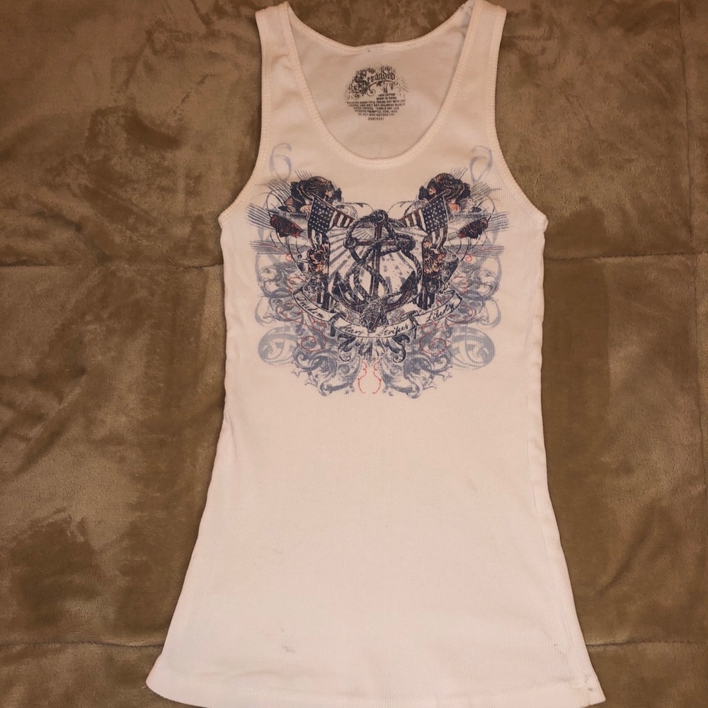 White American Flag Ribbed Tank Top Size Medium